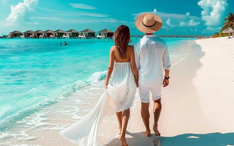 couple-white-dresses-are-walking-beach